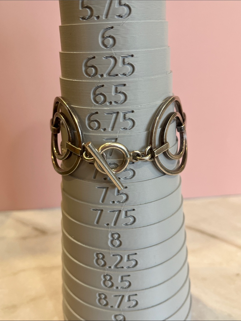 Silver 925 Circles Link Toggle Bracelet